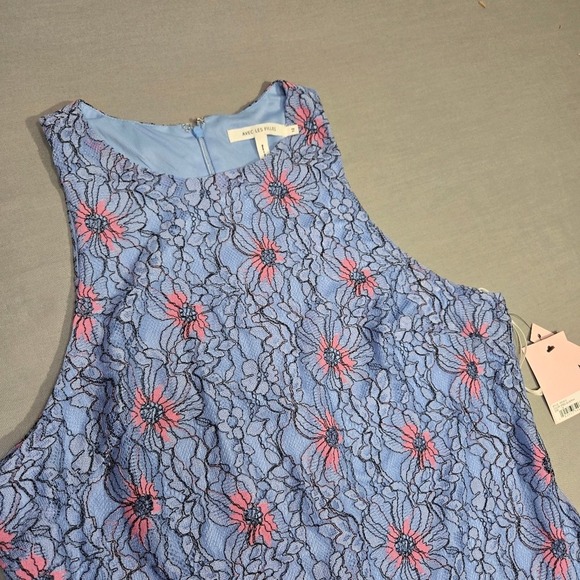 Avec Les Filles Womens Blue Lace Sleeveless‎ Floral Shift Dress NWT Size 12 - Picture 4 of 15